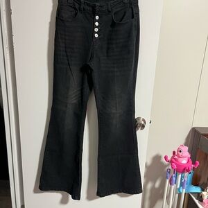 Amazon Black Wide Leg Flare Button Up  Jeans Size 10 Long